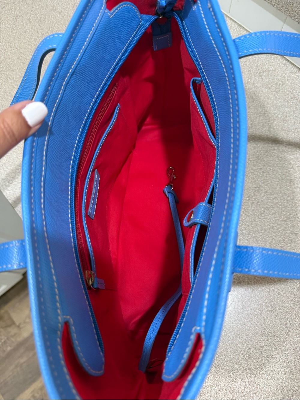 Dooney & Bourke Bright Sky Blue Saffiano
Leather Logo lock tote - Picture 8 of 13